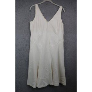 Bloomingdales Ivory A-Line Sleeveless Dress-Size 10/Petite-Lined